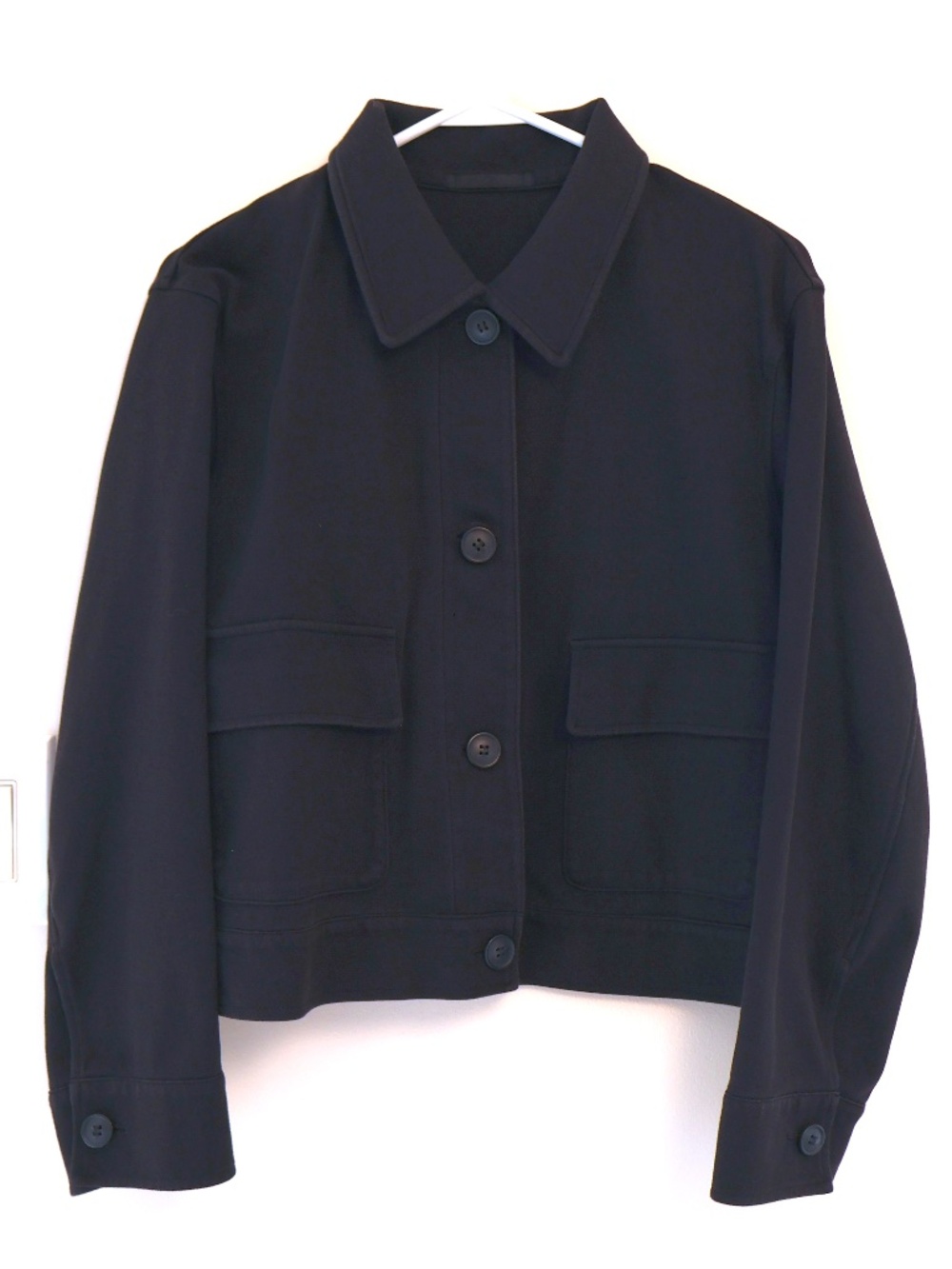 UNIQLO Utility Chore Jacket Cropped Black Boxy Cotton Blend XS Workwear Minimal